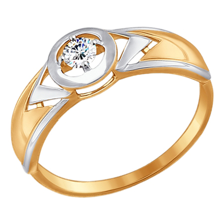 Кольцо, золото, фианит, 017476